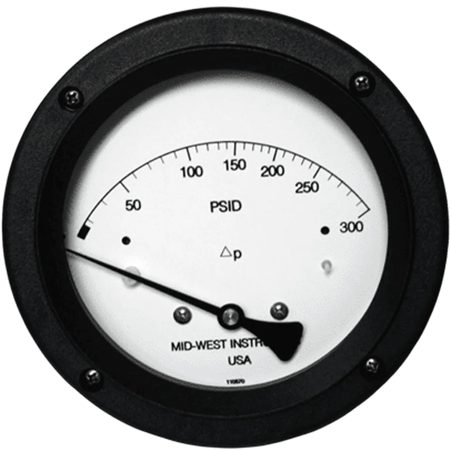 Mid West Model 123 piston type gauge 4.5 inch front image by CMC